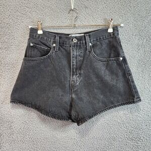 Levi's Silver Tab Mom Shorts Women's Size 29 Faded Black Zip Fly Y2K 100% Cotton